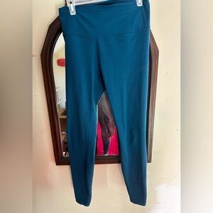 lululemon athletica Teal and blue baby stripe cottony Leggings SZ 8 high waist